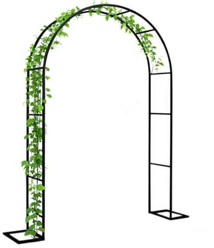 Arche de jardin en métal pour plantes grimpantes - Cadre de support antirouille pour roses - Décoration de mariage - Tonnelle noire durable avec base (140 x 230 cm)