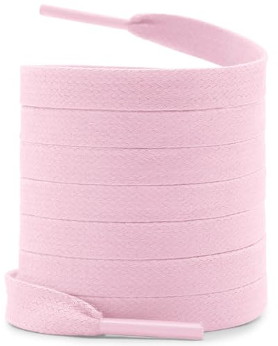 WEGOODZF platt bomull vaxade skosnören: 8 mm breda skosnören, 12 ljusrosa, 120CM (47)