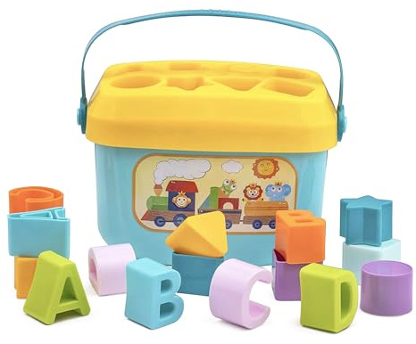 Dulce Nido | Cubo de 16 Bloques Infantiles Encajables | Caja Clasificadora de Formas y Letras con Asa | Juego Didáctico para Bebés y Niños | Desarrollo Cognitivo y Motricidad para Ordenar y Encajar