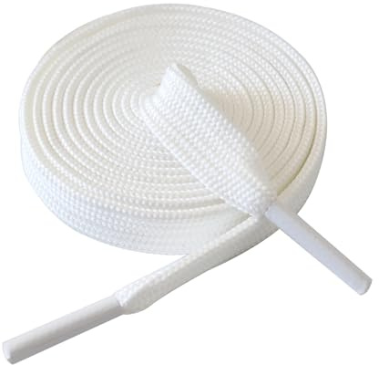 SUBAUM 2 PAIRS 10mm Wide Flat Shoe Laces for Trainers,Durable Thick Replacement Shoelaces for Sneakers Boots Running Athletic School Shoes,Strong White Laces-100cm