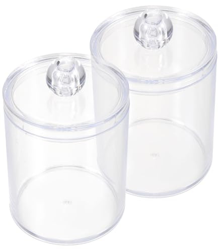 LOORGVEL Contenedor Acrílico de 2 Piezas para Bastoncillos y Discos de Algodón Tapa Segura para Uso en Baño y Tocador