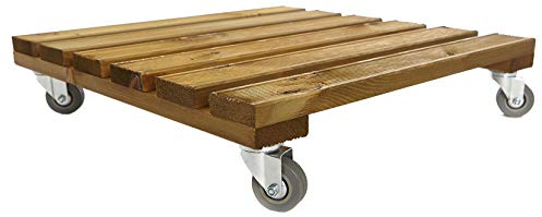 Heavy Duty Extra Large Wooden Square Plant Pot Caddy - Pot Stand with Wheels 50cm x 50cm – Wood Flower Mover Trolley on Caster