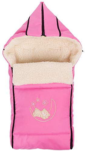 Goldkids Winter Fußsack für Kinderwagen Babyschale Schlittensack Lammwollesack Baby Fußsack Kuschelsack Winterfußsack 40 x 90 cm (Rosa)