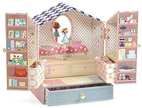 DJECO Musical Jewelry Box for Kids - Treasure Boxes Unicorn Dream -Storage for Necklace, Bracelets, Rings, Earrings, Small Toys, Decorations, Keepsake & Trinkets - Safe for Ages 6+ Boys & Girls
