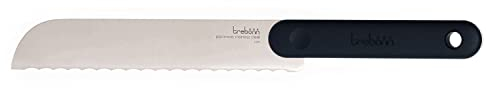 Trebonn - Bread knife Black Edition, couteau à pain dentelé, lame inox japonaise 20 cm / 7,9. Manche soft-touch antidérapant