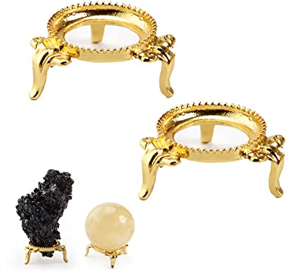 OHYER 2 Stück Kristallkugelhalter aus Metall Kristallkugel Display Halter Kristallkugel-Metallständer Kristallkugel Display Sockel für Kristall Diamant Kugel mit 30-60 mm Durchmesser (Golden)