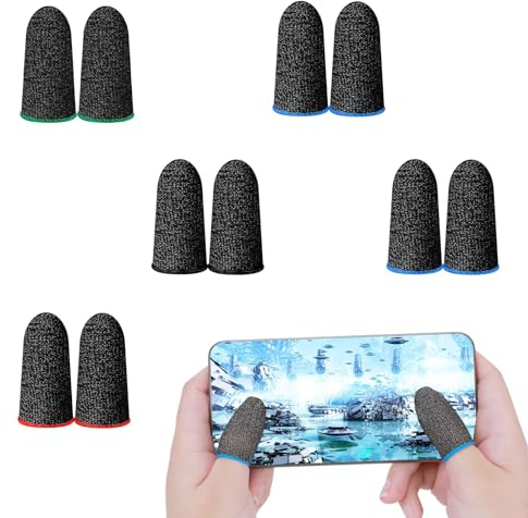 XIXKOLYU 10 Manchons à Doigts pour téléphone Portable, Jeu de téléphone Portable, étui de Protection Anti-Transpiration - Compatible avec Les appareils de téléphone Portable, Tablette, 5 Couleurs