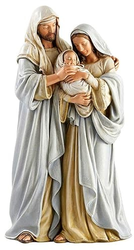 Avalon Gallery Christmas Figurines - Christmas Figurines - Joseph and Mary with Jesus Tabletop Centerpiece Nativity Figurine, 12-Inch, Adoring Family