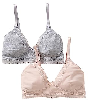 VERTBAUDET 2 Soutiens-Gorge d'allaitement sans Armatures en Coton Bio Gris/Rose 95F