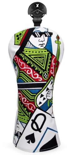 Golfschlägerhaube, 3 Stück, Motiv: Pokerkönigin, lustige Golfschlägerhaube für Fairwayhölzer, Kunstleder Golf-Geschenke für Männer oder Frauen, Golfer