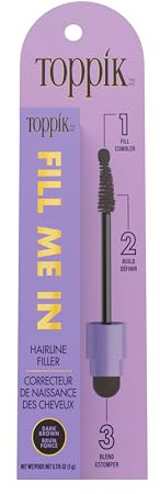 Toppik Fill Me In Hairline Filler, Hair Color Root Touchup, Hair Fibers Wand, Fills In Thinning Hairline, Hair Styling Product, 0.176 oz (5 g) Medium Brow