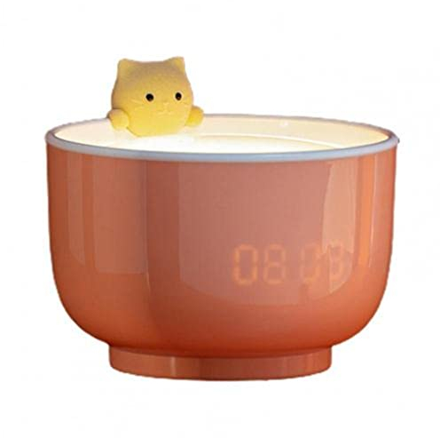 GagalU Teacup Cat Wecker, USB-betriebenes LED-Nachtlicht, Touch-Sensor, Nachtlicht, digitaler Desktop-Wecker
