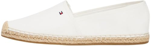 Tommy Hilfiger Women’s Flag Canvas Espadrilles with Logo, White (Ecru), 3.5
