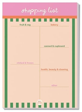 Good Tuesday Cabana Stripe A5 Shopping List Pad | Home Organiser | 50 Tear-Away Pages | Grocery Planning | Organised into 6 Sections | Bleed Resistant Paper | Made in the UK