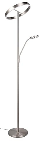 Trio Leuchten LED Stehleuchte Willis 449510207, Metall Nickel matt, 39 + 5.5 Watt LED, Lichtfarbe einstellbar, dimmbar, Silber/Schwarz