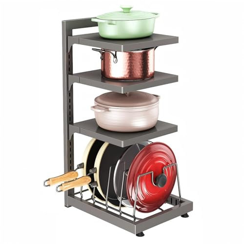 Gartenassistentin Organizador Bajo Fregadero 2/3/4 Niveles Estanteria Bajo Fregadero para Ollas Y Sartenes Altura Ajustable Estante De Almacenamiento Se Puede Colocar En Armarios/Esquinas/Mesas