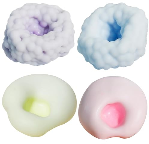 4 PCS Stress Balls for Adults, Handmade Sugar Ball Fidget Toys for Stress Relief, Portable for Office, School, Travel
