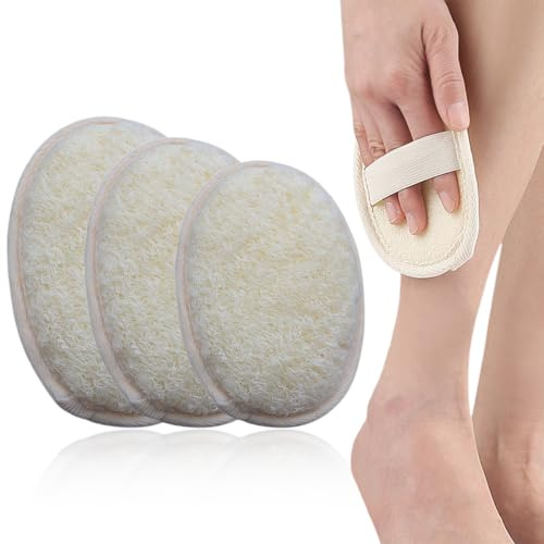CULEO Éponges loofah Lot de 3 gants de bain en luffa, réutilisables, pour le visage et le dos (grands, moyens et petits)