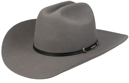 Stetson Laramie Wool Westernhatt Herrar - cowboyhatt ullhatt rodeo hatt med läderband höst-vinter Höst Vinter - L (58-59 cm) grå