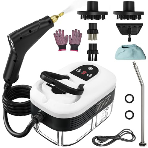 Handheld Steam Cleaner, 2500W High Temperature Pressurized Machine, 1.2L Water Tank, Handle-Controlled Steam Output, Portable Cleaning Steamer for Home, Car, Bed Bug, Furniture, Couch (White)