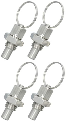 Yardenfun Pasador de Resorte de Acero Inoxidable 4 Piezas, Émbolo con Anillo de Tracción, Pin de Bloqueo Resistente Corrosión para Accesorios Mecánicos y Aplicaciones Industriales
