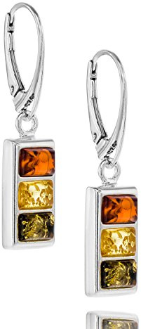 Copal Raffinati Orecchini In Argento Per Donne Con Pendente In Ambra Multicolore