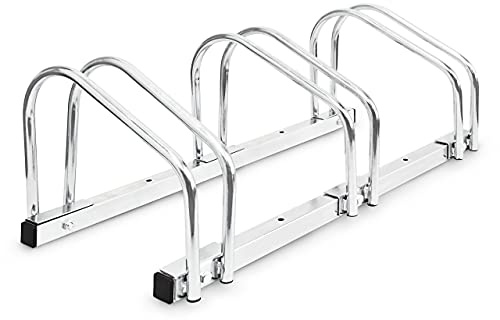 Relaxdays Set of 2 Bicycle Rack for 3 Bikes per Bike Rack Wall and Floor Mounted Chrome Steel