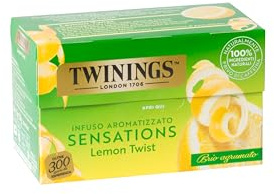 Twinings, Lemon Twist Tea, Infuso Aromatizzato al Gusto Limone, Senza Caffeina, Infusi e Tisane, 6 Confezioni da 20 Filtri
