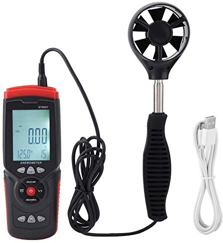 GT8907 Termometro Anemometro USB ad Alta Precisione, Misuratore Velocità/Temperatura/Umidità Termometro Digitale del