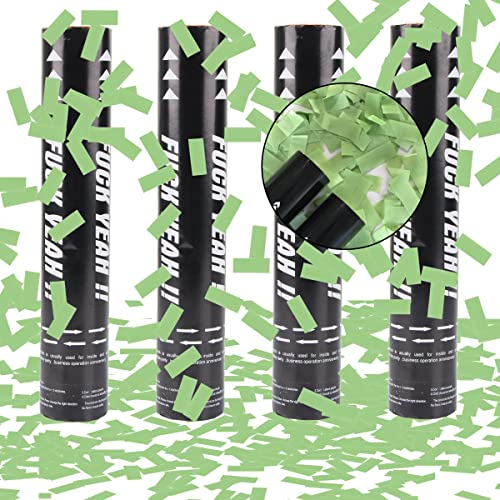 Konfettikanone Papier*4pcs, XiXiRan Konfettikanone Geburtstag, Party Popper, Konfetti Pistolen Set, Konfetti Bombe, Konfetti Shooter, Konfettikanone Gender Reveal, Konfetti Kanonen Poppers (Grün)