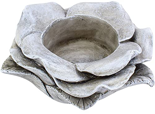 matches21 Schöne Pflanzschale Rose in grau als Grabdekoration - Hübsches Grab Rose für Friedhofs Deko aus wetterfestem Zement - Blüte Dekoration für Grab Ø 14,5 x 7,5 cm