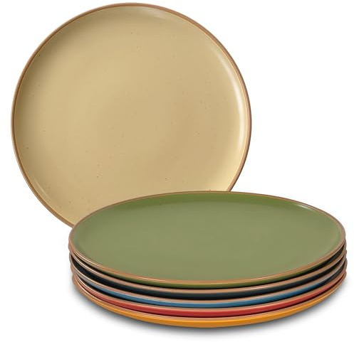 Mora Ceramic Artisan Matte Dinner Plates Set of 6, 10 inch Dish Set - Microwave, Oven, and Dishwasher Safe, Scratch Resistant, Modern Rustic Dinnerware- Kitchen Porcelain Serving Dishes