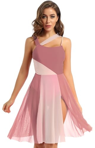 Freebily Vestito da Ballo Donna Body da Danza Senza Manica Latino Americano Leotards Abito da Pattinaggio Artistico Vestito Danza Classica Ballerina Jazz Samba Rumba Salsa Moderna Marrone XS