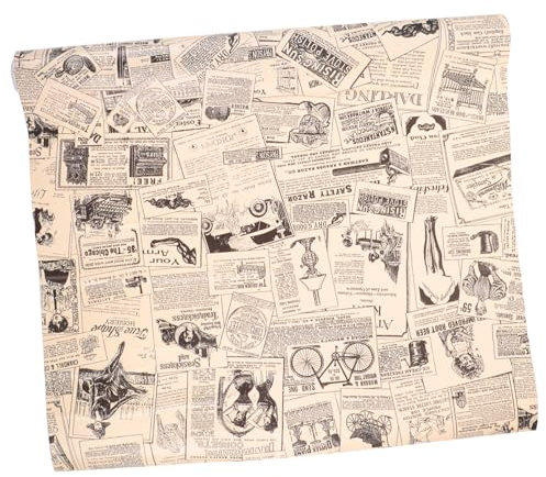 Gadpiparty Tapiz Autoadhesivo Vintage Periódico Pared Removible Vinilo Decorativo Para Cocina Baño Muebles y Ventanas