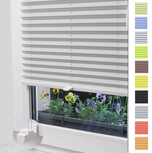 Plissee ohne Bohren nach maß, Plissee klemmfix, Plisseerollo innen, Fensterrollo Sonnenschutz (Höhe von 50 cm bis 149 cm)