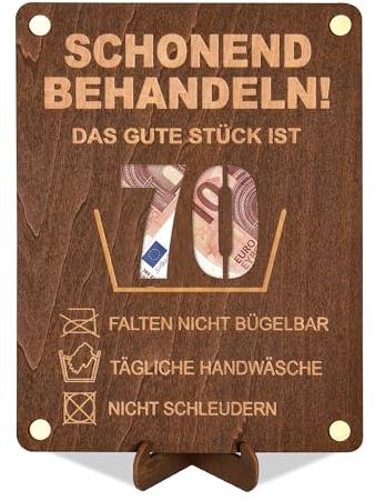 MINISONA Witzige 70. Geburtstag Geldgeschenke,Holz Geschenke zum 70 Geburtstag,70 Geburtstag Frauen Mann Geschenkverpackung,Geld Geschenk Geburtstag