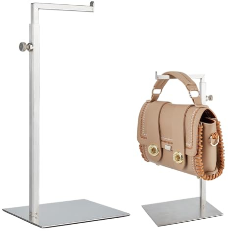 UNICRAFTALE 2 juegos de soporte de exhibición de bolsos de altura ajustable, soporte de exhibición de bolsos de acero inoxidable, soporte de bolsa individual para bolsa de exhibición de joyas