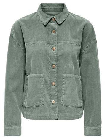 ONLY Cord Jacket Onlmoxie Veste en Velours côtelé L/S EMB CC PNT, Lily Pad, x_l Femmes
