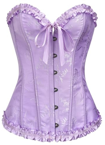 KUOSE Corsetto da donna nero modellante overbust top taglie forti S-6XL, Viola-8, 6-8