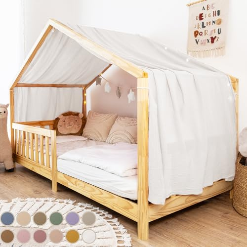 Lilimaus Sänghimmel [i 12 färger], 100 % bomullsmuslin, sänghimmel i tyg för flickor och pojkar, sängdekoration för inomhusbruk, sänggardin för barn