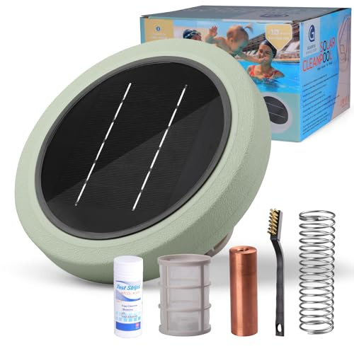 Ioniseur Solaire de Piscine, Nettoyeur D'ioniseur Purificateurde Piscine à Energie Solaire Clarificateur d'eau de Piscine Clarificateur de Piscine pour Jusqu'à 40000 Gal (Vert)