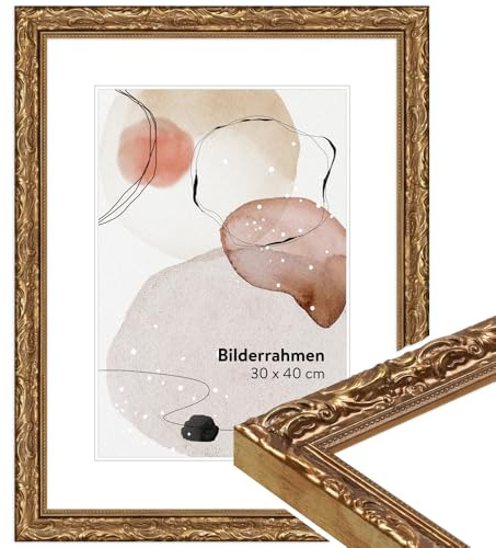 WANDStyle Bilderrahmen 15x21 Vintage, Bilderrahmen Gold Holz, hochwertiger Holzbilderrahmen Antik, Posterrahmen zum Aufhängen und Aufstellen, Rahmen 21x15 cm, Fotorahmen H530 - Made in Germany