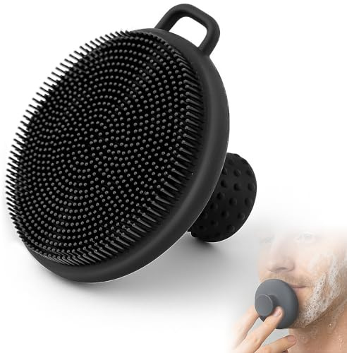 Ithyes Silicone Face Scrubber, Facial Cleansing Brush,Men's face Brush,Gentle Exfoliation and Blackhead Removal for Men and Women, Suitable for Sensitive Skin,Face Exfoliator Tool,1Pack (Black)