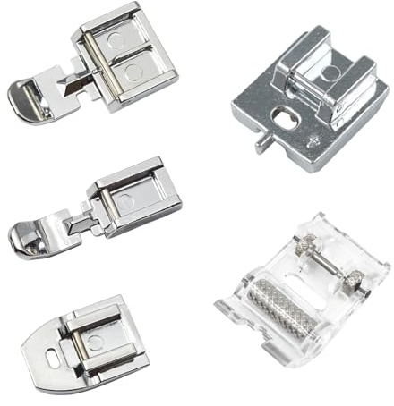 Lot de 5 pieds à coudre universels en acier inoxydable - Compatibles avec les machines à coudre domestiques Singer, Carina, Janome et Fast Allen - Accessoires multifonctions pour machine à coudre