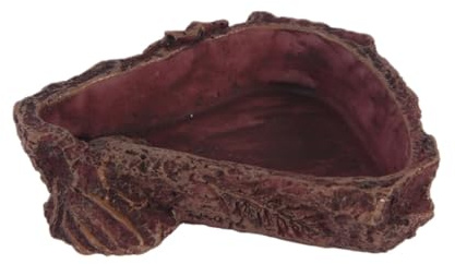 ibasenice Ciotola per Alimentazione Rettili Compatta Marrone in Resina a Forma di Corteccia Imitazione Accessorio Decorativo Funzionale per Lucertole e Ragni