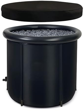 Menkind #selfcare Inflatable Ice Bath PVC Cold Water Plunge Tub & Protective Lid | 330 L Capacity with Pump and Outlet Tap