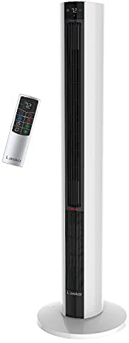 Lasko Oscillating All Season Tower Fan and Space Heater in One for Home with Adjustable Thermostat, Overheat Protection, 4 Fan Speeds, 3 Heat Settings and Remote, 42 Inches, 1500W, White, FH500