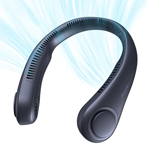 JISULIFE Tragbarer Nackenventilator, Hals-Ventilator ohne Flügel, 5 Geschwindigkeiten, 4000 mAh Batteriebetriebener tragbarer persönlicher Ventilator, Geschenk für Frauen und Männer -Dunkelblau