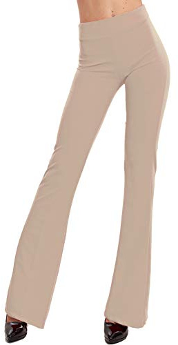 Toocool Pantalón ajustado de campana para mujer, con pata de elefante, sexy, JL-2148, beige, M