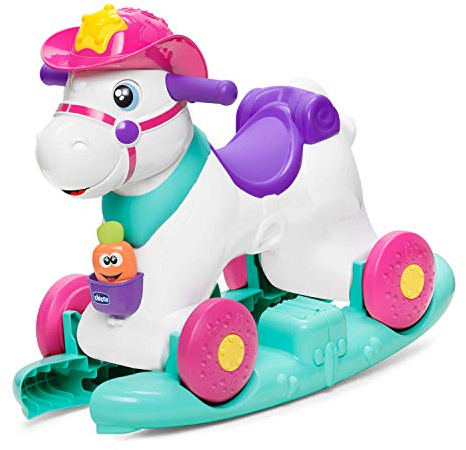 Chicco - Cavallo a Dondolo per Bambini Miss Baby Rodeo, Gioco Educativo e Interattivo, Cavallo Cavalcabile Bambina con Effetti Sonori, Max 25 kg, Giochi per Bambini 1-3 Anni, Made in Italy